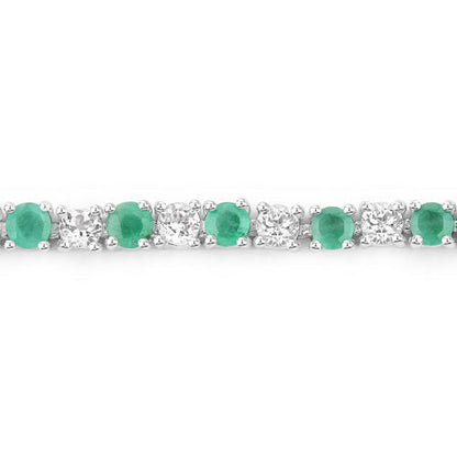 5.77 Carat Genuine Emerald and White Topaz .925 Sterling Silver Bracelet by Bids.com