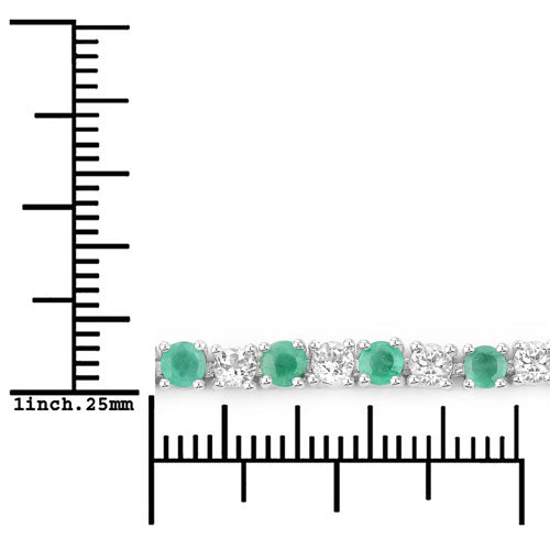 5.77 Carat Genuine Emerald and White Topaz .925 Sterling Silver Bracelet by Bids.com