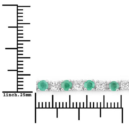 5.77 Carat Genuine Emerald and White Topaz .925 Sterling Silver Bracelet by Bids.com