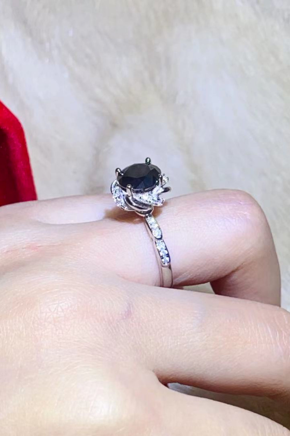 2 Carat Black Black Sparkala™ Floral Ring by Sparkala