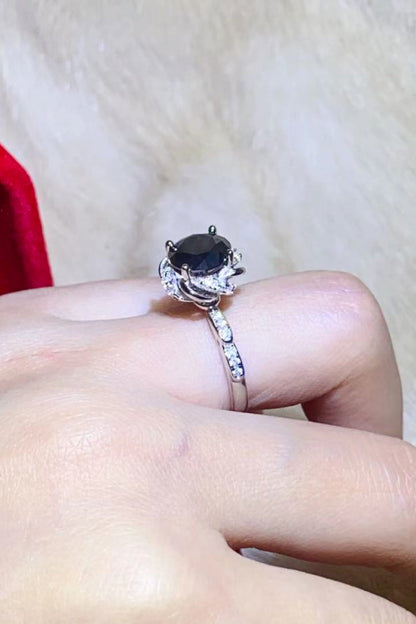 2 Carat Black Black Sparkala™ Floral Ring by Sparkala