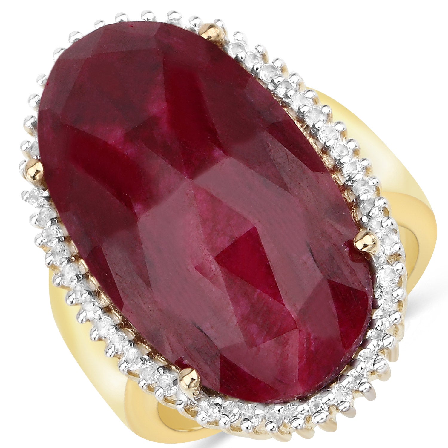 19.11 Carat Dyed Ruby and White Topaz .925 Sterling Silver Ring by Bids.com