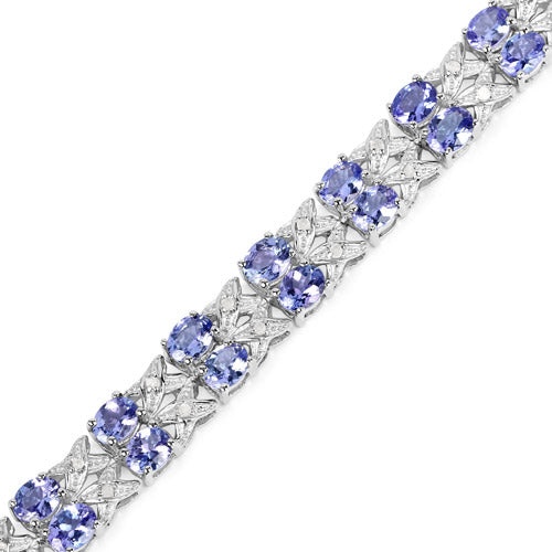 12.24 Carat Genuine Tanzanite and White Topaz .925 Sterling Silver Bracelet  DestGlow