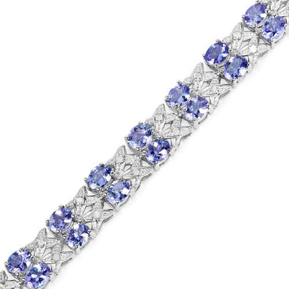 12.24 Carat Genuine Tanzanite and White Topaz .925 Sterling Silver Bracelet  DestGlow