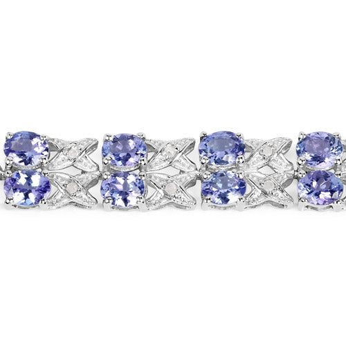 12.24 Carat Genuine Tanzanite and White Topaz .925 Sterling Silver Bracelet  DestGlow