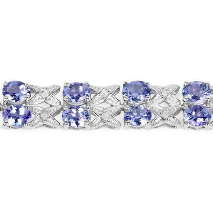 12.24 Carat Genuine Tanzanite and White Topaz .925 Sterling Silver Bracelet  DestGlow