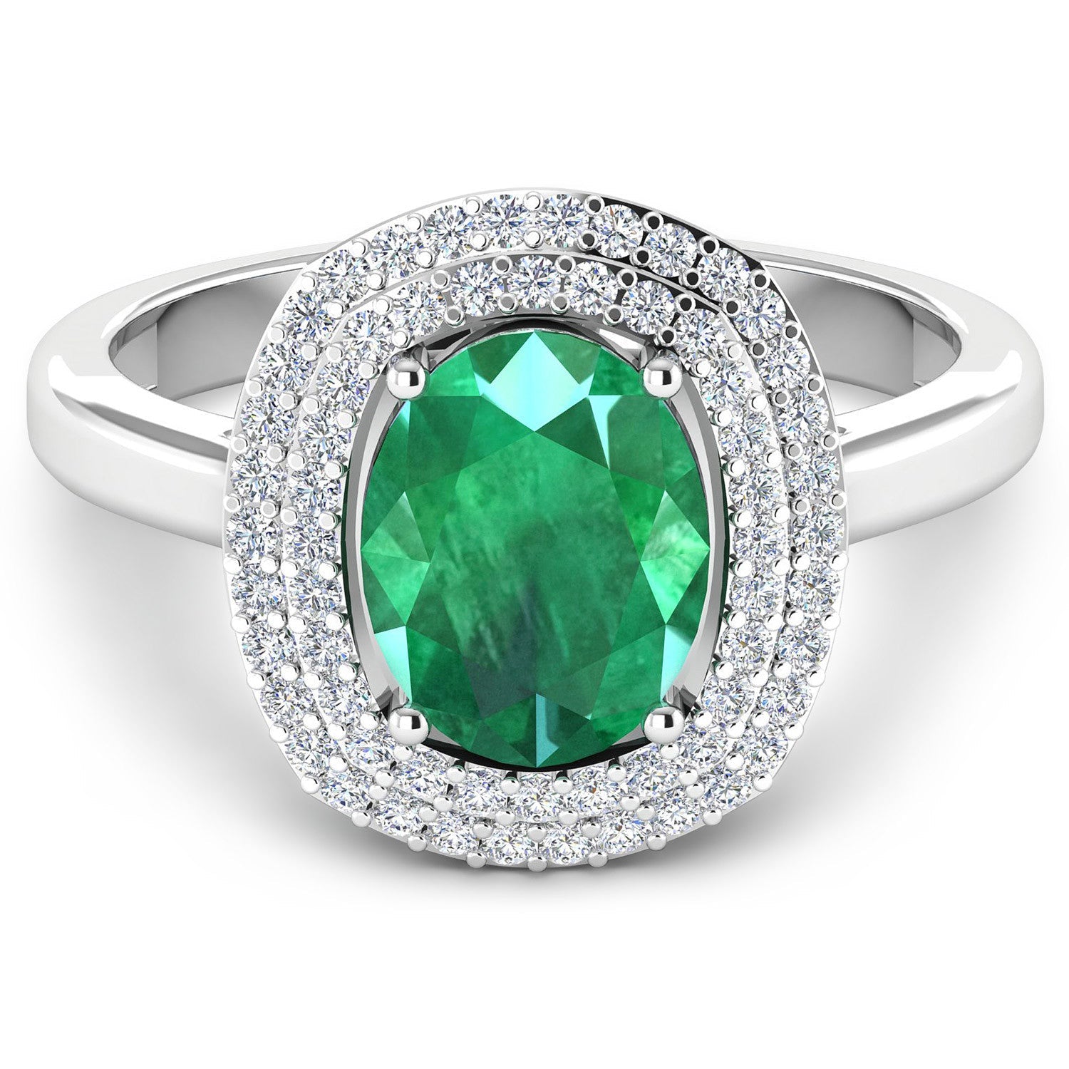 1.97 Carat Genuine Zambian Emerald and White Diamond 14K White Gold Ring by Bids.com
