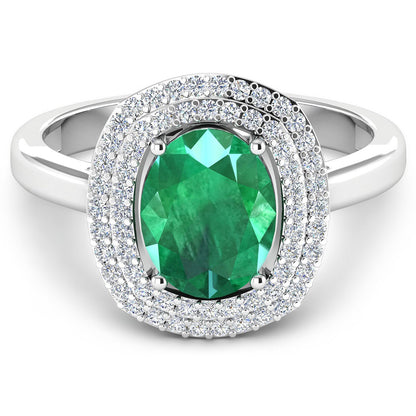 1.97 Carat Genuine Zambian Emerald and White Diamond 14K White Gold Ring by Bids.com