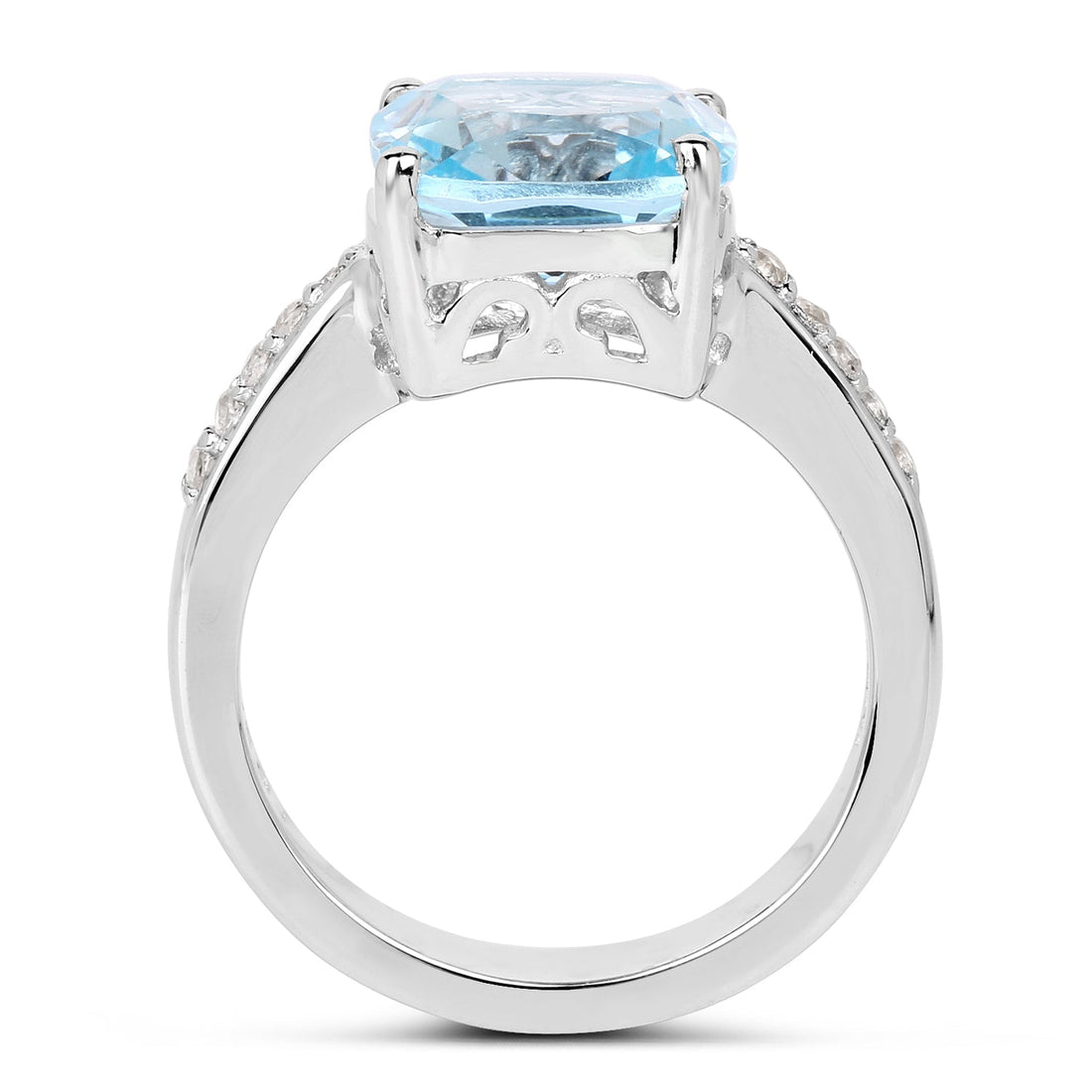 4.62 Carat Genuine Blue Topaz and White Topaz .925 Sterling Silver Ring by Bids.com