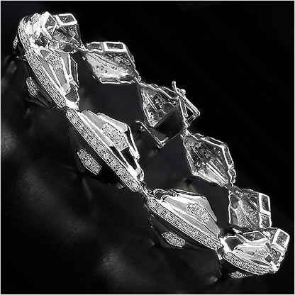 14K Yellow Gold Plated 1.07 Carat Genuine White Diamond Sterling Silver Bracelet by Bids.com