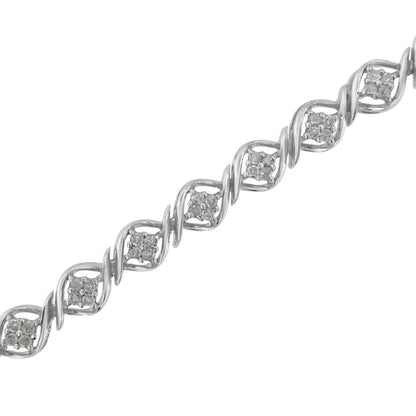 Sterling Silver Diamond Cluster Link Bracelet (1 cttw, I-J Color, I2-I3 Clarity) by Bids.com