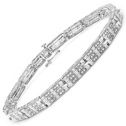 1.16 Carat Genuine White Diamond 14K White Gold Plated .925 Sterling Silver Bracelet by Bids.com