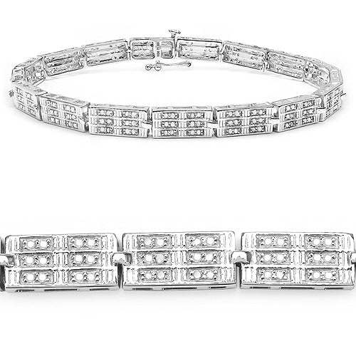 1.16 Carat Genuine White Diamond 14K White Gold Plated .925 Sterling Silver Bracelet by Bids.com