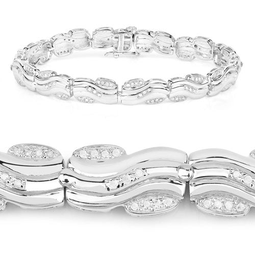 0.84 Carat Genuine White Diamond .925 Sterling Silver Bracelet by Bids.com