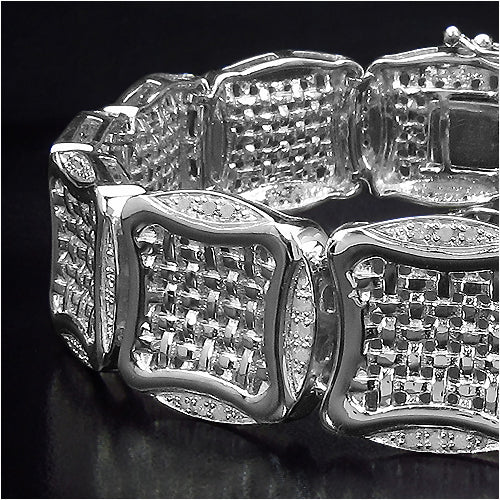 14K Yellow Gold Plated 0.67 Carat Genuine White Diamond .925 Sterling Silver Bracelet by Bids.com