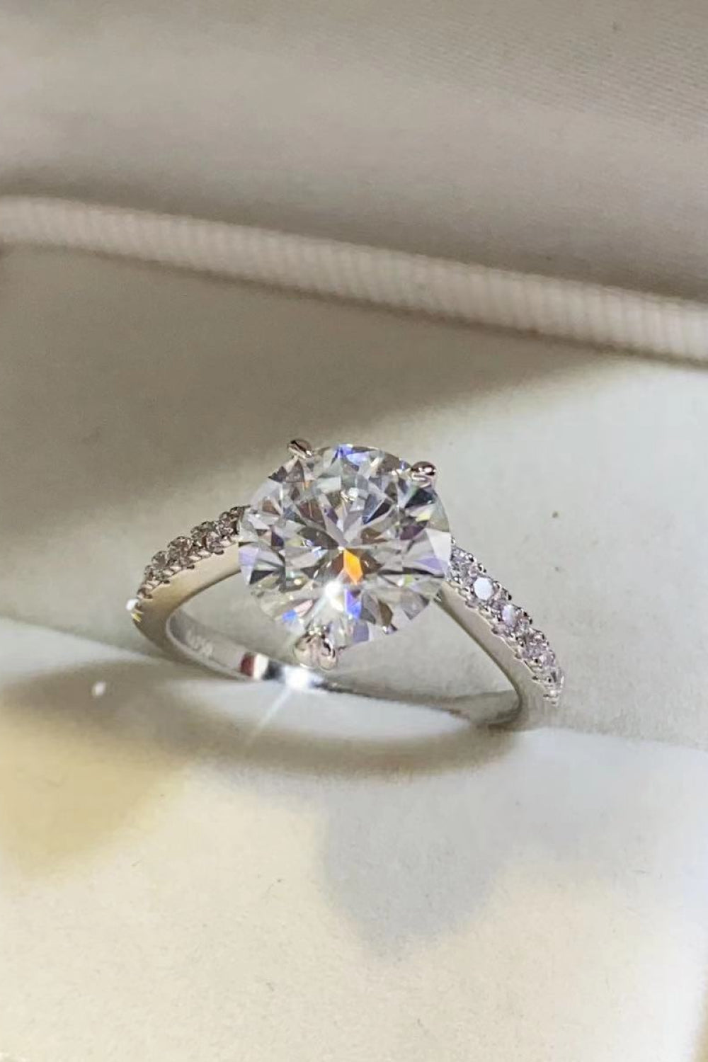 3 Carat Brilliant Round Cut Sparkala™ Platinum Over Pure Sterling Silver Ring by Sparkala