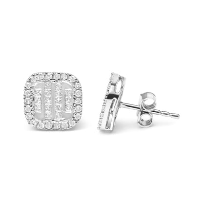 10K White Gold Invisible Set 1/2 Cttw Diamond Composite and Halo Stud Earrings (H-I Color, I1-I2 Clarity) by Bids.com