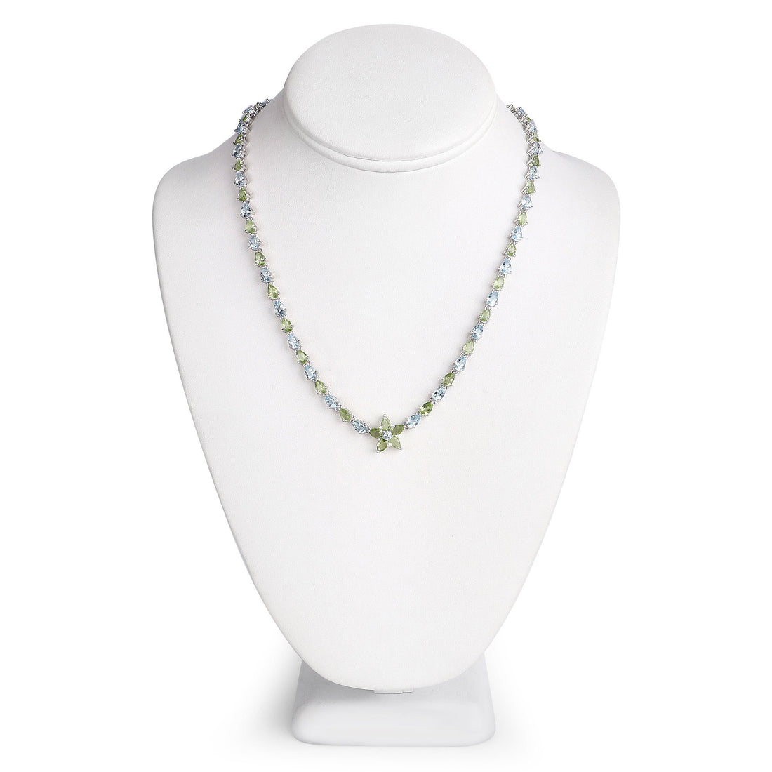 29.48 Carat Genuine Blue Topaz and Peridot .925 Sterling Silver Necklace by Bids.com
