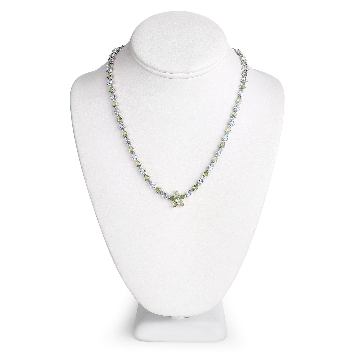 29.48 Carat Genuine Blue Topaz and Peridot .925 Sterling Silver Necklace by Bids.com