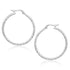 14k White Gold Tube Textured Round Hoop Earrings by Bids.com