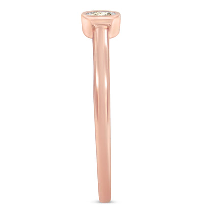 14K Rose Gold Plated .925 Sterling Silver 1/20 Carat Diamond Square Cushion-Shaped Miracle Set Petite Fashion Promise Ring (J-K Color, I1-I2 Clarity) - Size 6 by Bids.com