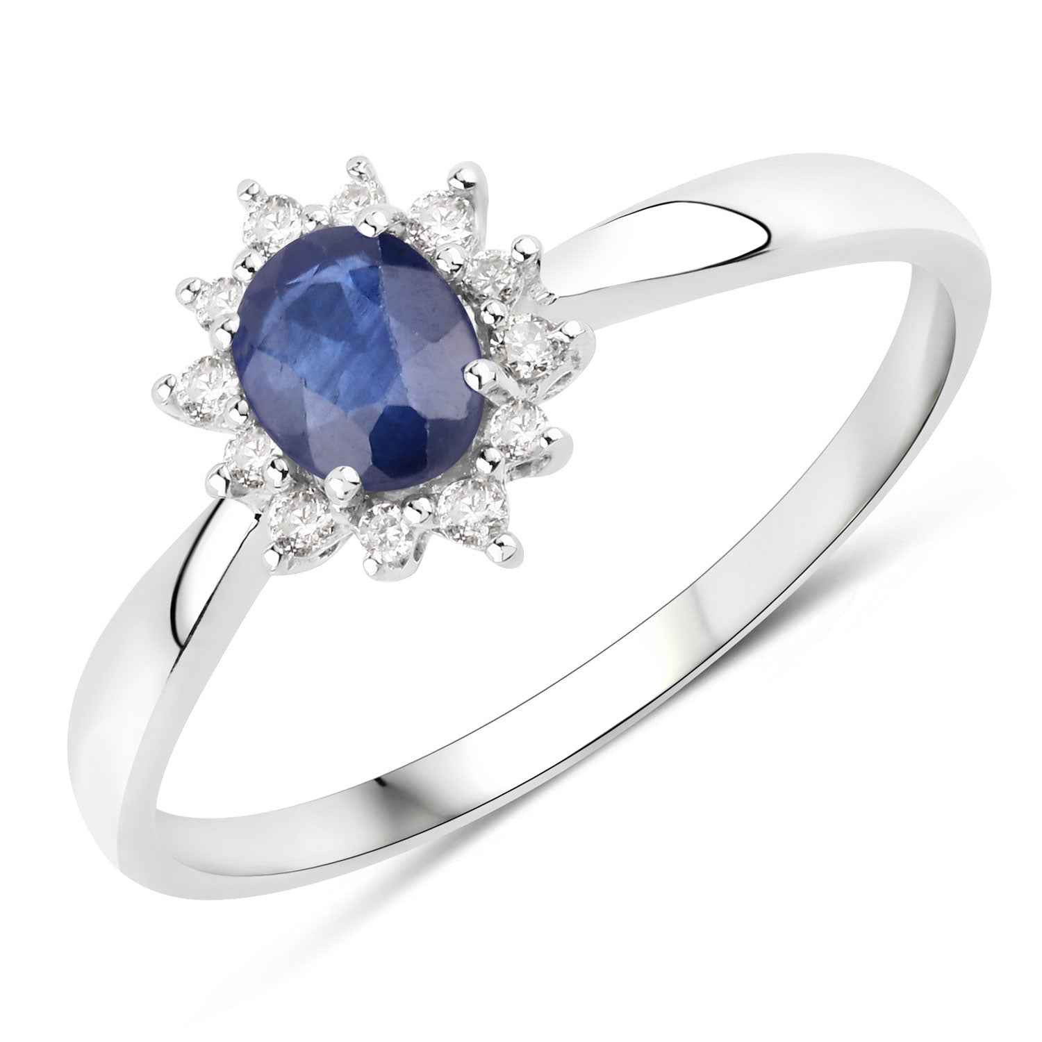 0.44 Carat Genuine Blue Sapphire and White Diamond 14K White Gold Ring by Bids.com