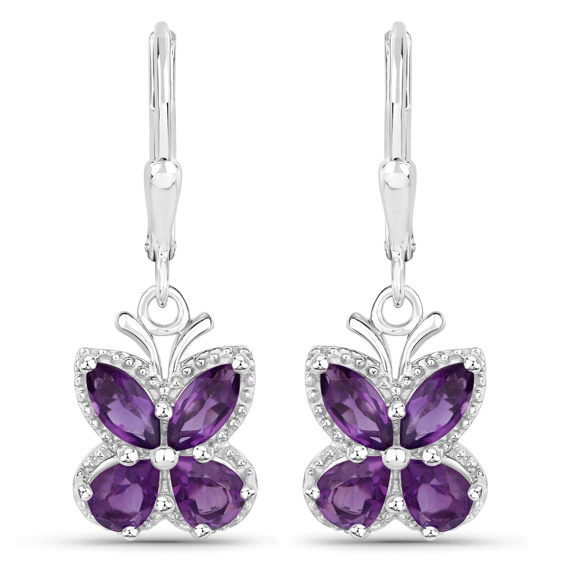 2.12 Carat Genuine Amethyst .925 Sterling Silver Earrings by Bids.com