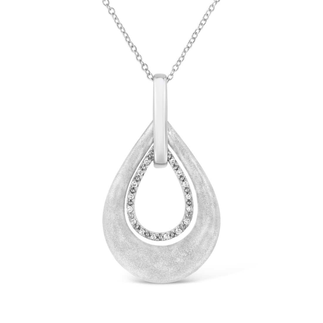 .925 Sterling Silver Prong-Set Diamond Accent Fashion Double Drop Design 18" Pendant Necklace (I-J Color, I1-I2 Clarity) by Bids.com