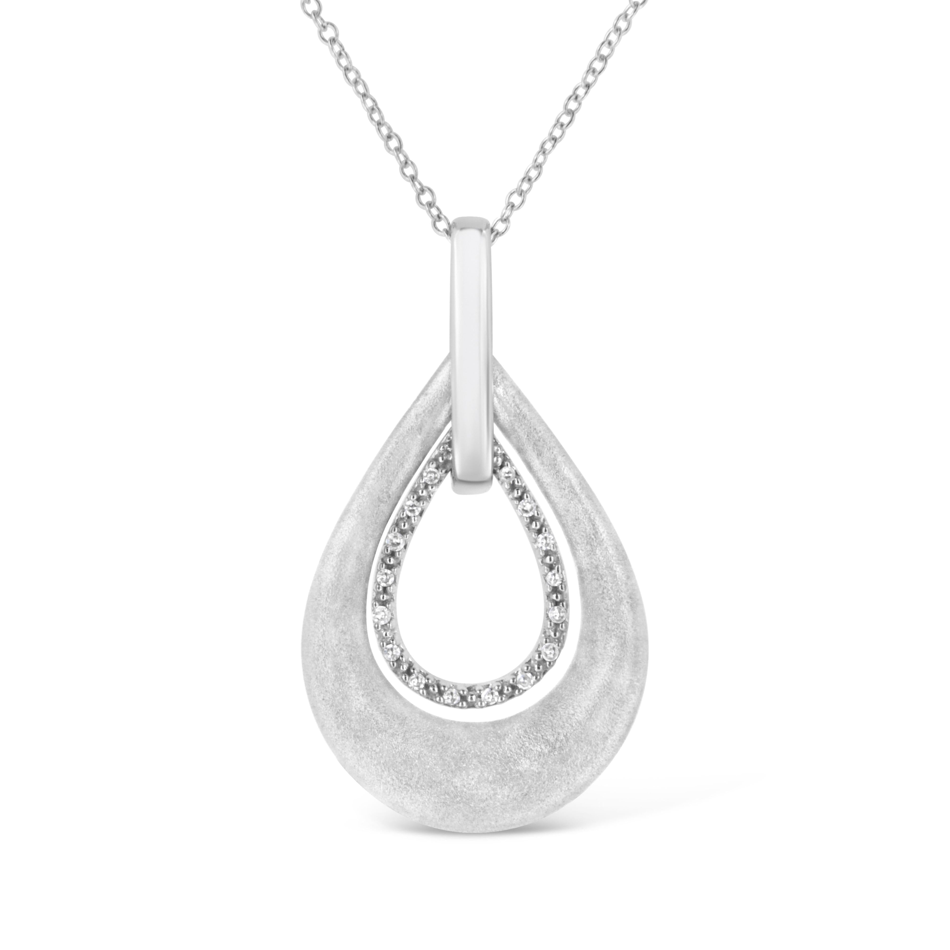 .925 Sterling Silver Prong-Set Diamond Accent Fashion Double Drop Design 18" Pendant Necklace (I-J Color, I1-I2 Clarity) by Bids.com