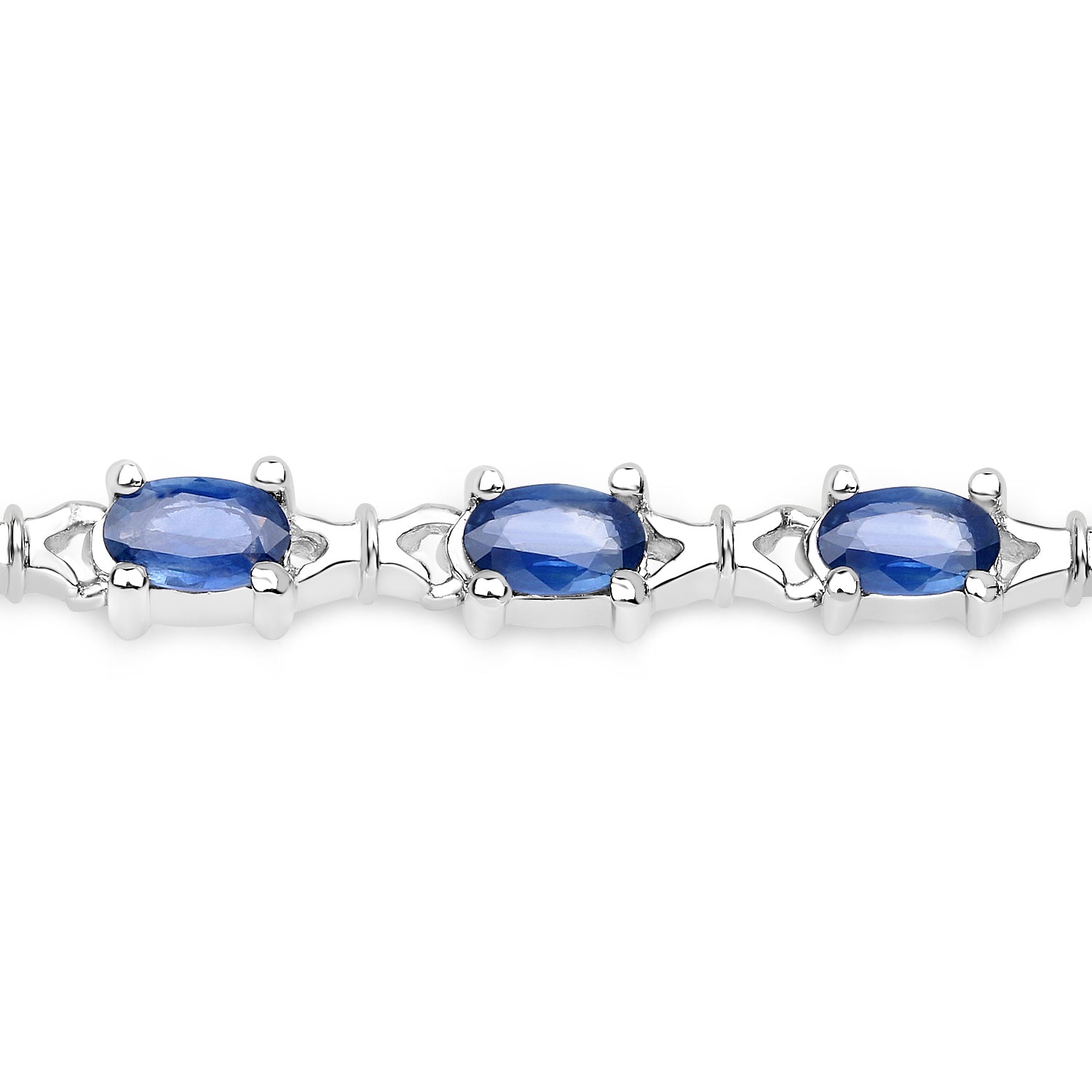 4.18 Carat Genuine Blue Sapphire .925 Sterling Silver Bracelet  DestGlow