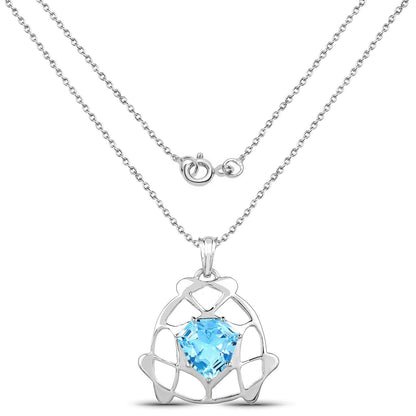 11.50 Carat Genuine Swiss Blue Topaz .925 Sterling Silver Pendant by Bids.com