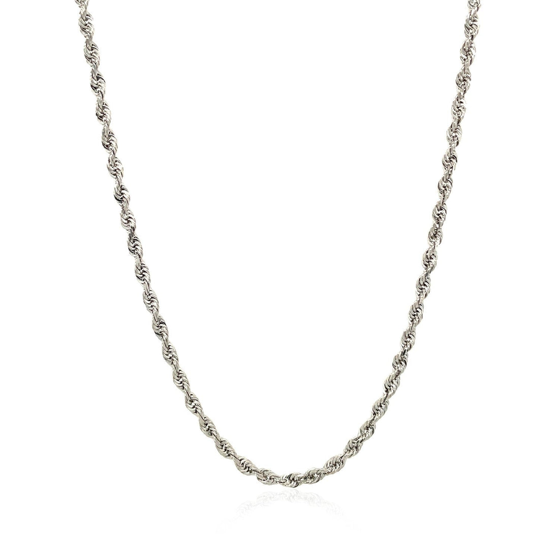2.5mm 14k White Gold Solid Diamond Cut Rope Chain by Bids.com
