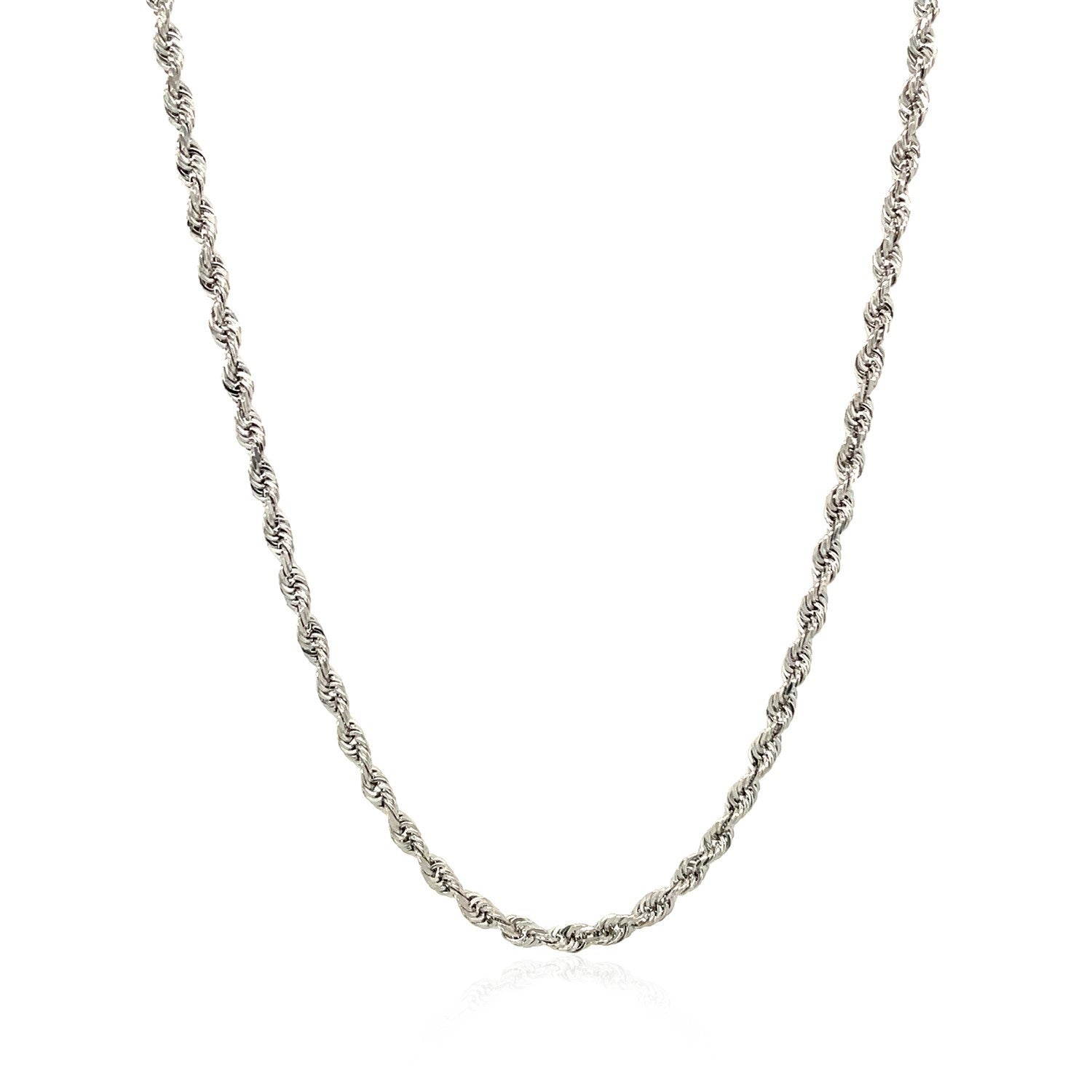 2.5mm 14k White Gold Solid Diamond Cut Rope Chain by Bids.com