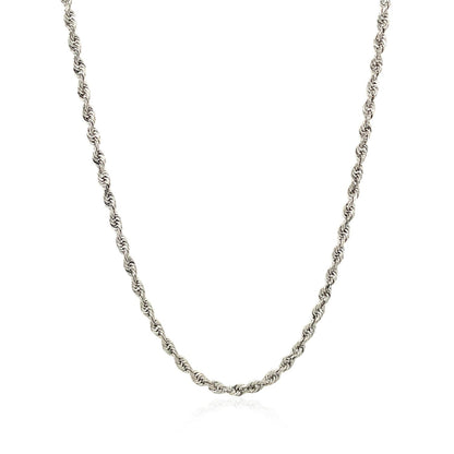 2.5mm 14k White Gold Solid Diamond Cut Rope Chain by Bids.com