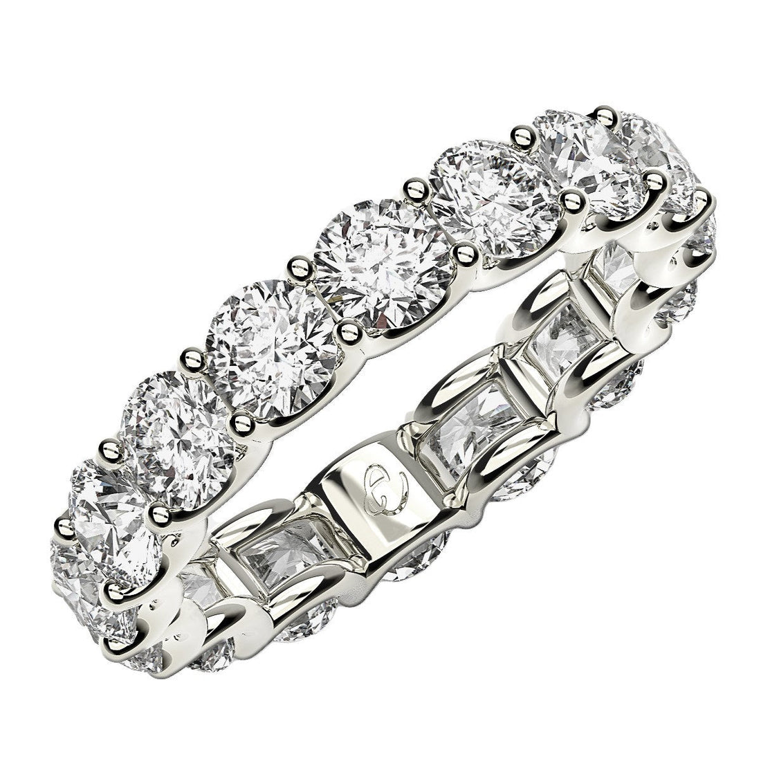 Round Cut Lab Grown Diamond Eternity Ring in 14k White Gold (4 cttw FG/VS2) by Bids.com