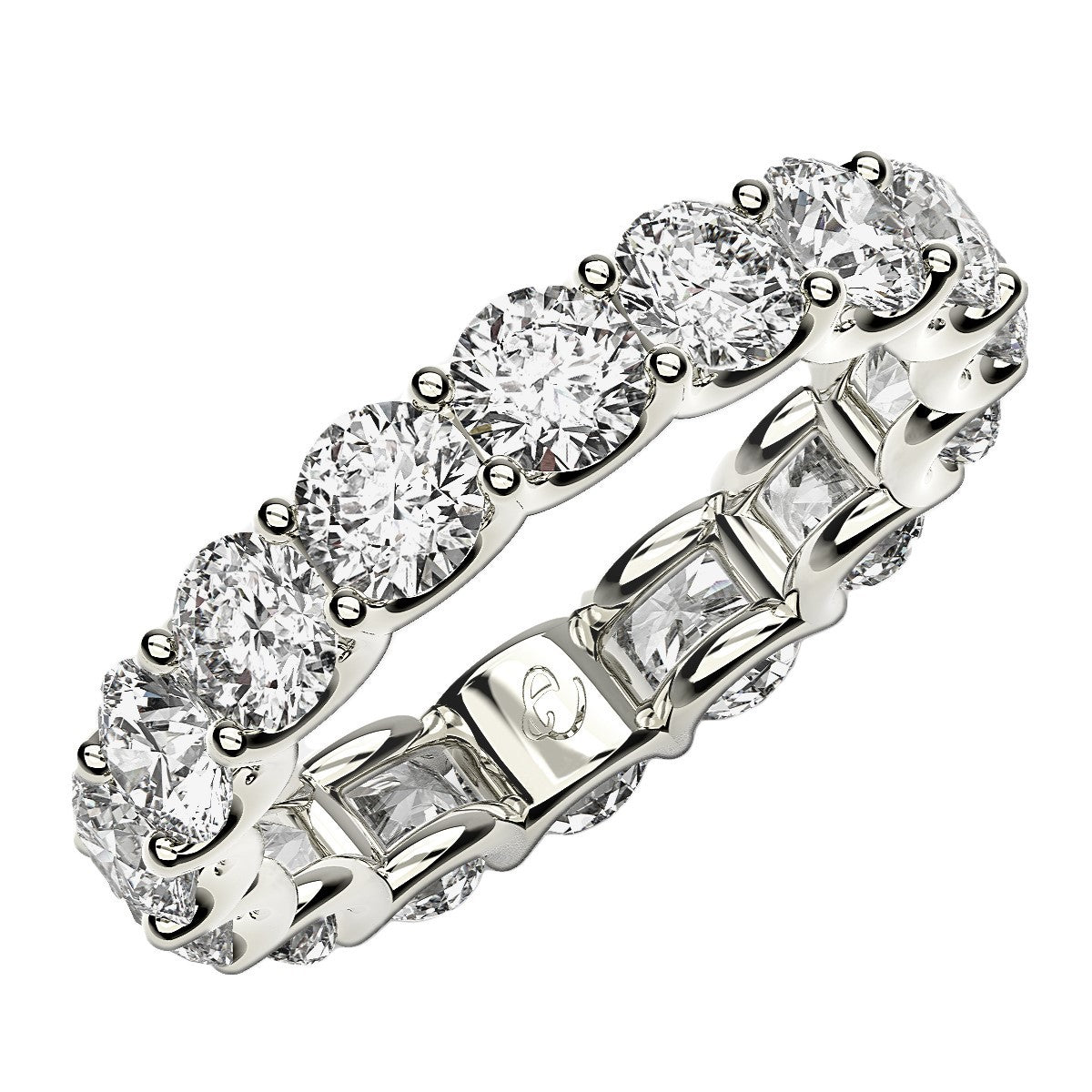 Round Cut Lab Grown Diamond Eternity Ring in 14k White Gold (4 cttw FG/VS2) by Bids.com