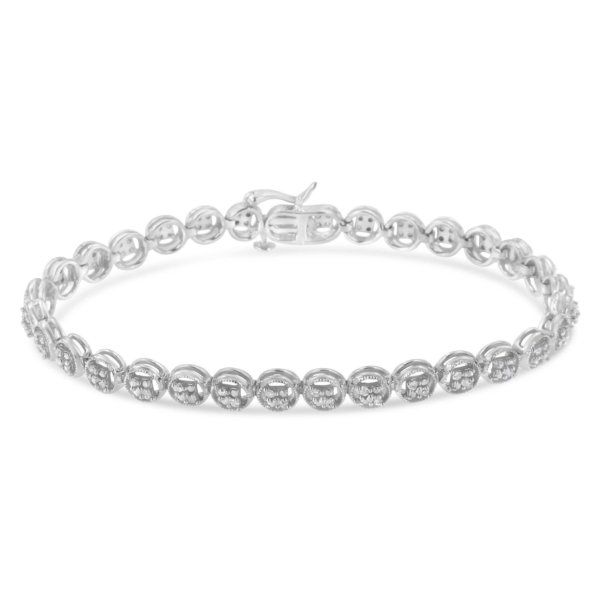 14K Rose Gold Over .925 Sterling Silver 1/4 Cttw Diamond 7" Open Circle Wheel Link Tennis Bracelet (I-J Color, I2-I3 Clarity) by Bids.com