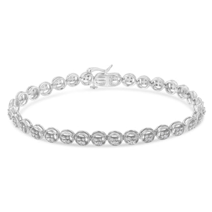 14K Rose Gold Over .925 Sterling Silver 1/4 Cttw Diamond 7" Open Circle Wheel Link Tennis Bracelet (I-J Color, I2-I3 Clarity) by Bids.com