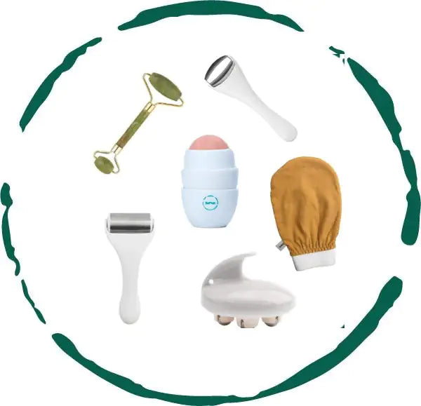 Skincare Accessories Collection - 6-Piece Bundle with Ice Rollers, Jade Roller & Exfoliating Glove - DestGlow