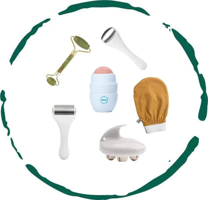 Skincare Accessories Collection - 6-Piece Bundle with Ice Rollers, Jade Roller & Exfoliating Glove - DestGlow