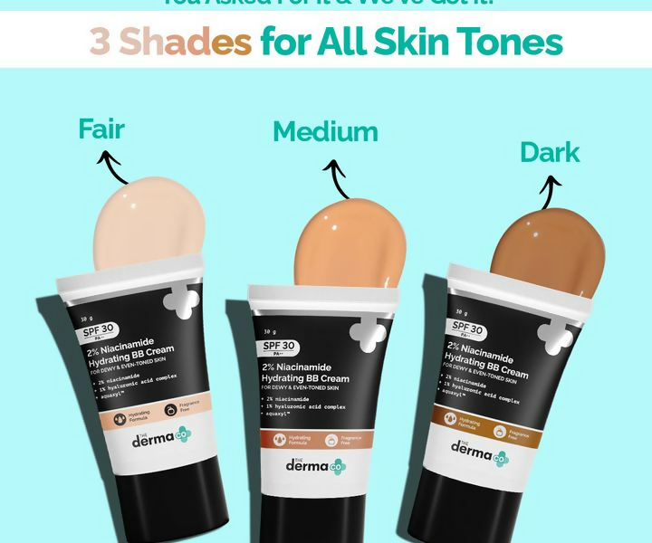 The Derma Co 2% Niacinamide Hydrating BB Cream with 1% Hyaluronic Acid Complex &amp; Aquaxyl