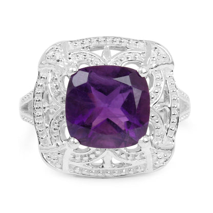 4.35 Carat Genuine Amethyst .925 Sterling Silver Ring by Bids.com