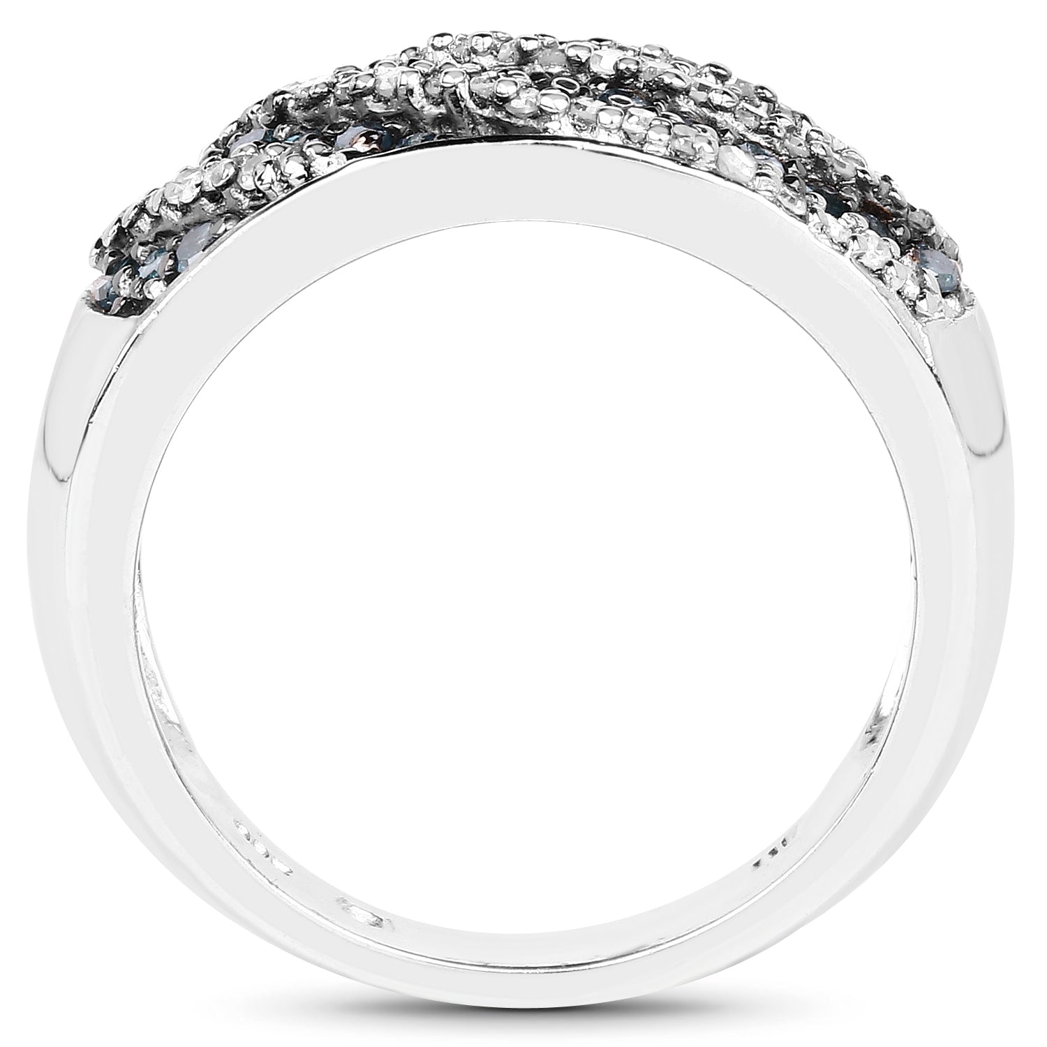 0.62 Carat Genuine Blue Diamond and White Diamond .925 Sterling Silver Ring by Bids.com