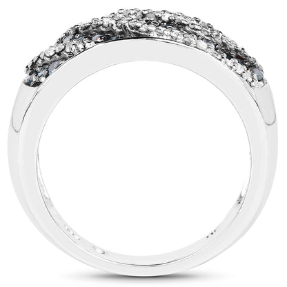 0.62 Carat Genuine Blue Diamond and White Diamond .925 Sterling Silver Ring by Bids.com