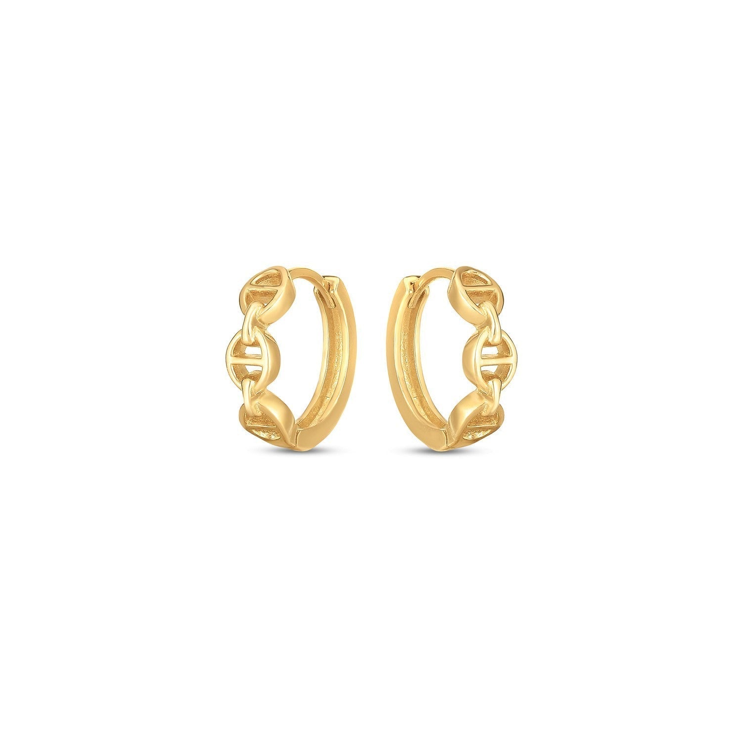 14k Yellow Gold Oval Mariner Huggies  DestGlow