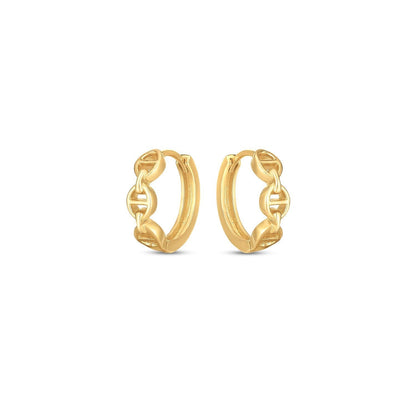 14k Yellow Gold Oval Mariner Huggies  DestGlow