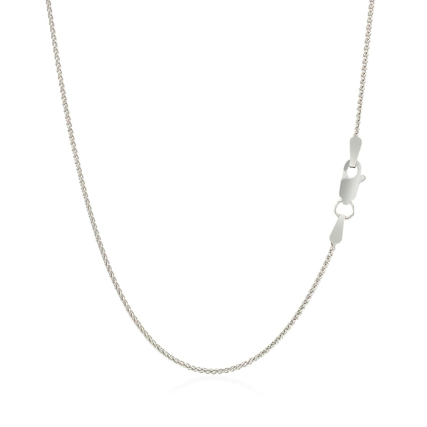 14k White Gold Round Wheat Chain 1.0mm by Bids.com