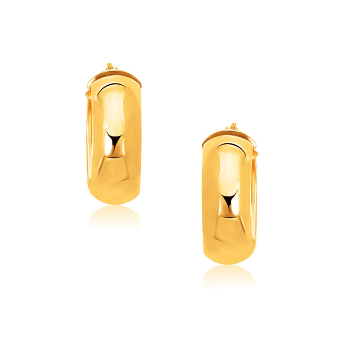 14k Yellow Gold Wide Medium Hoop Earrings with Snap Lock by Bids.com