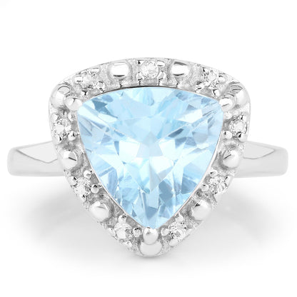 5.05 Carat Genuine Blue Topaz and White Topaz .925 Sterling Silver Ring by Bids.com
