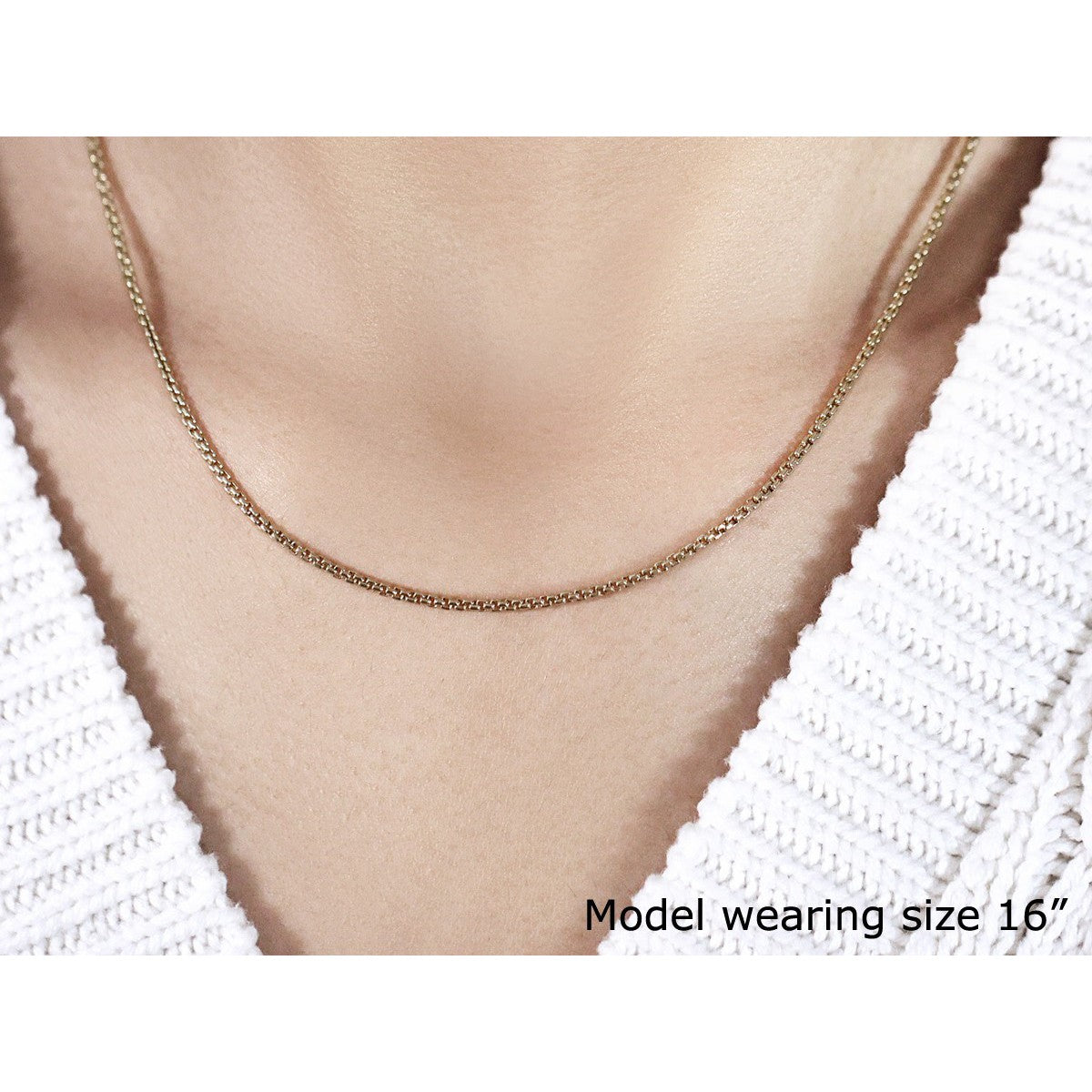 14k Yellow Gold Solid Round Box Chain 1.6 mm by Bids.com